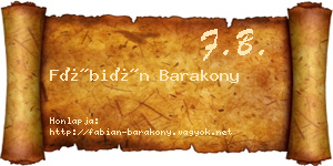 Fábián Barakony névjegykártya
