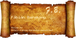 Fábián Barakony névjegykártya